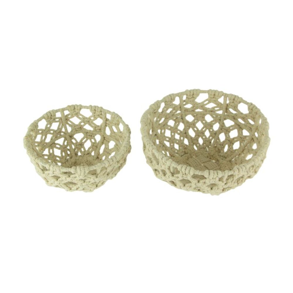 Off-White Handwoven Macrame Decorative Bowls Set of 2